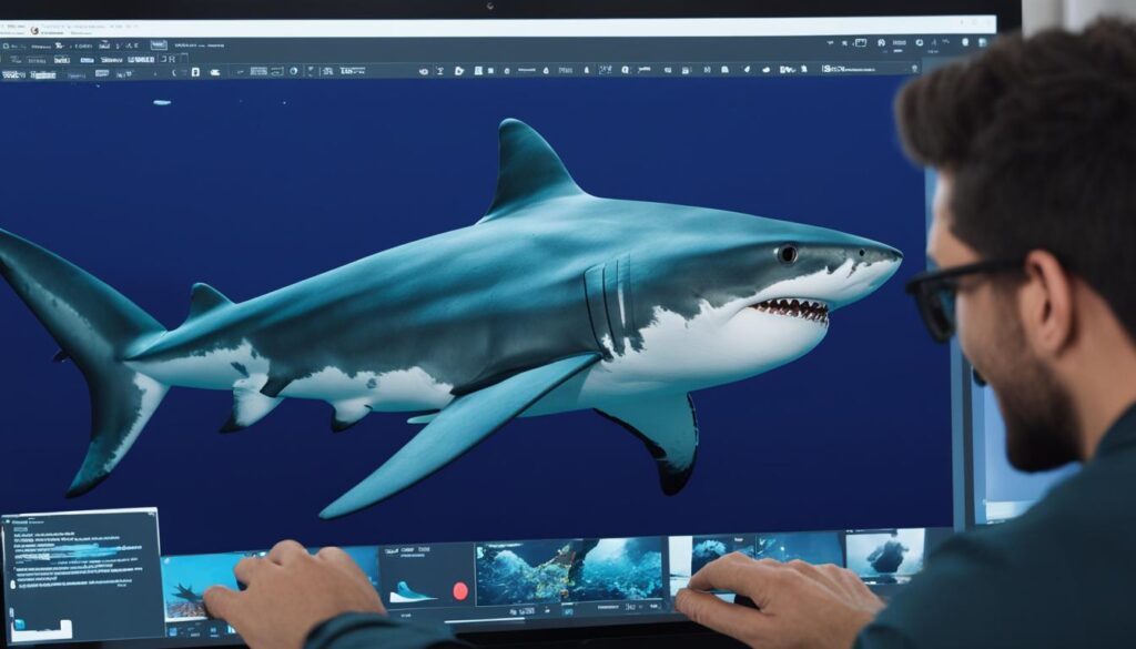 video editing with shark effect